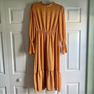 Yellow Floral Midi Dress